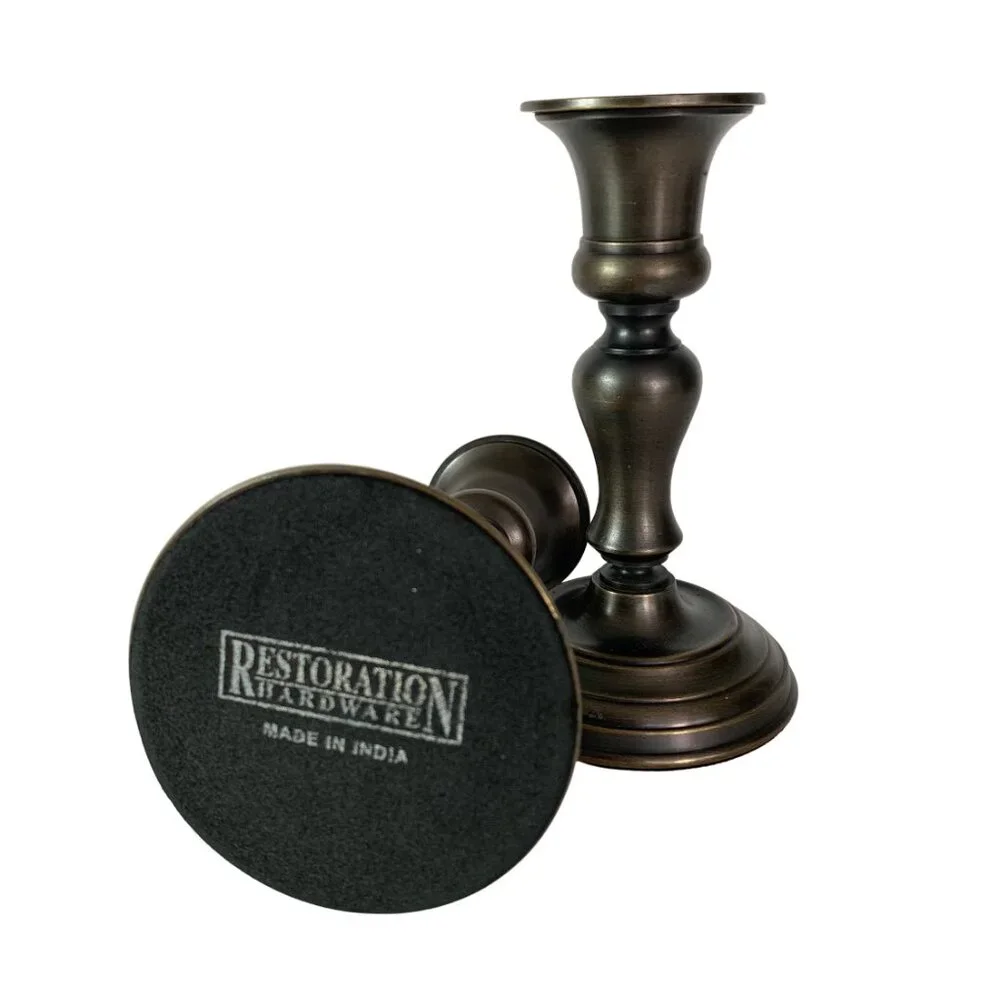 RESTORATION HARDWARE Oil Rubbed Bronze Metal Candlesticks